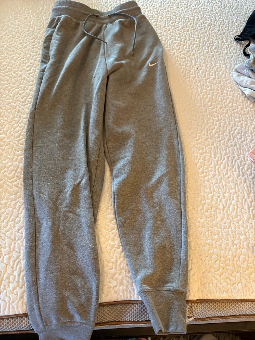 Nike Kids Gray Fleece Joggers with White Swoosh